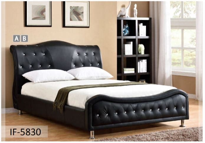 Black PU Bed With Rhinestone Jewels - DirectBed