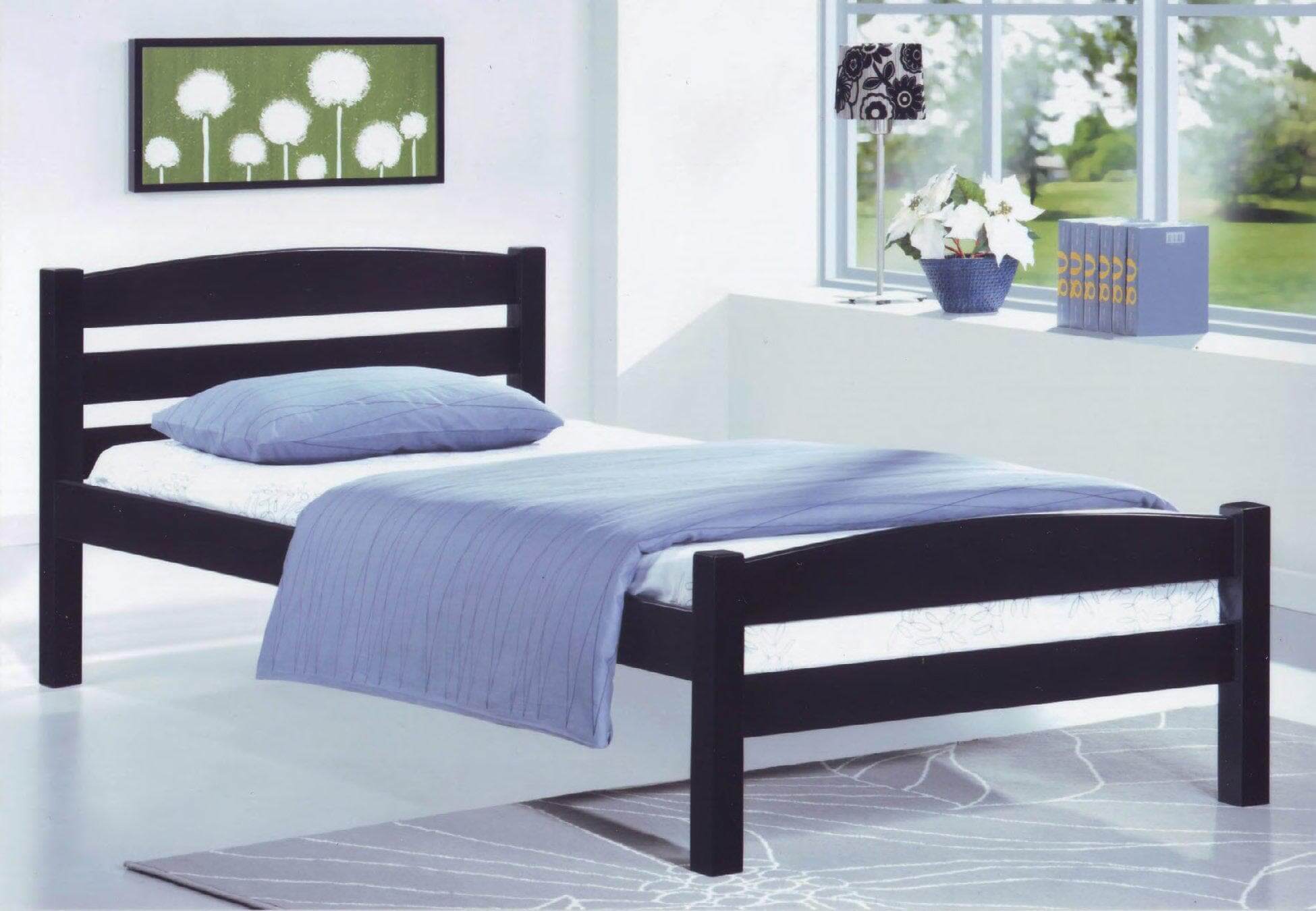 Twin Size Dark Espresso Wooden Bed - DirectBed