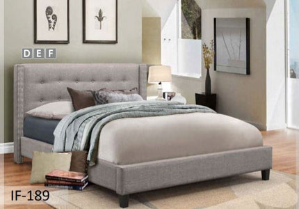 Light Grey Fabric Bed with Nailhead - DirectBed