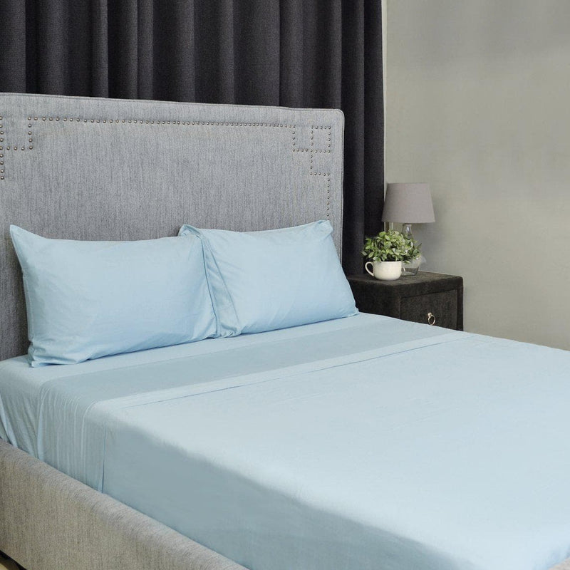 4 Piece 400TC Cotton Sheet Set in White, Charcoal or Light Blue