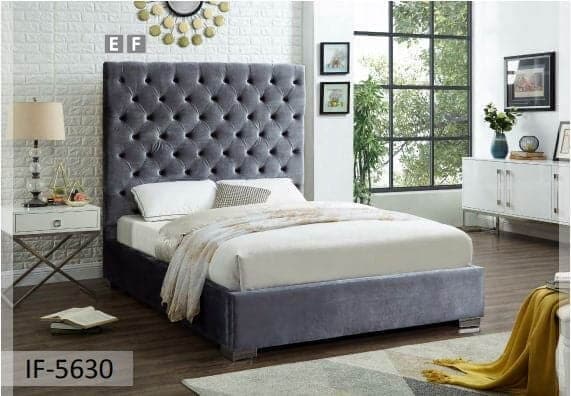 Velvet Grey Tufted Bed - DirectBed