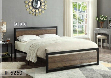 Wood Panel Bed with a Black Steel Frame - DirectBed